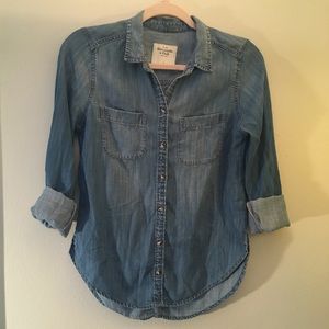 Denim button-up